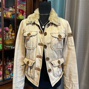 Vintage 2003 Abercrombie & Fitch Cream Utility Jacket Y2K- FIRM PRICE